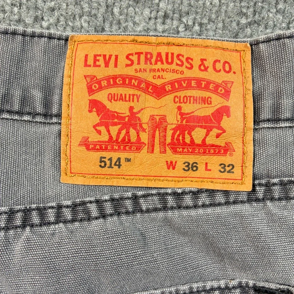 Levis 514 Straight Fit Pants Mens 36x32 Gray Stretch Twill Workwear Casual
